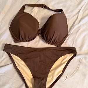 Victoria's Secret Brown Halter Bikini Set